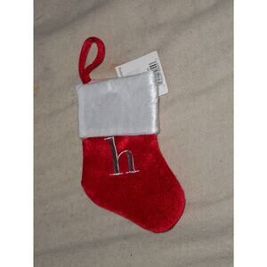 Lower Case h Monogram on MINI 8"X6" Red Christmas Stocking by Merry Brite